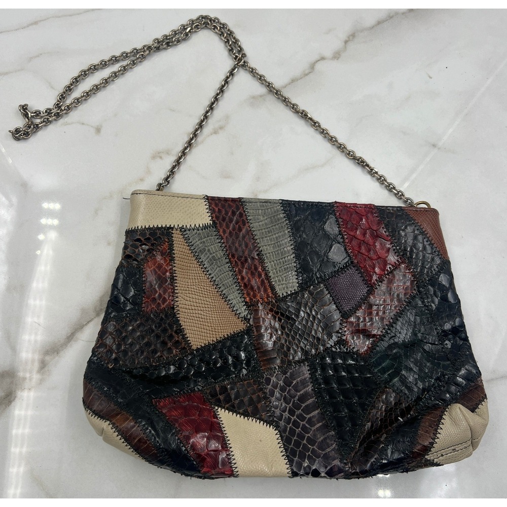 Original by Caprice Vintage Patchwork Snake Skin Crossbody Bag Multi-Color USA